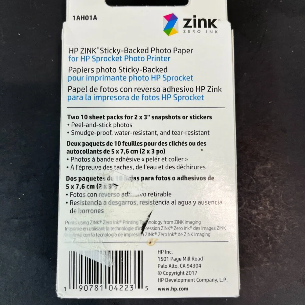 HP Zink Photo paper for Sprocket printer